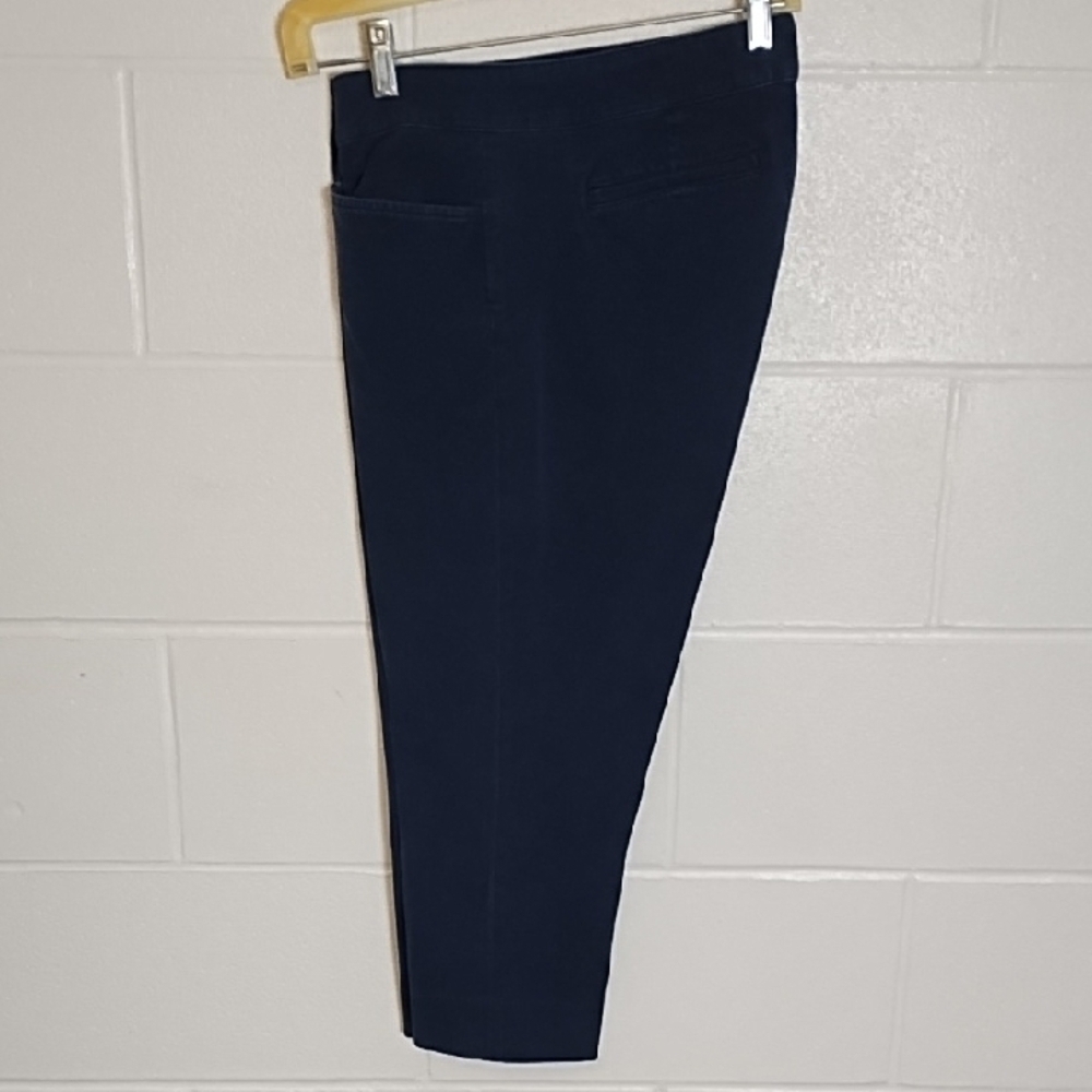 Chaps Navy Blue Capri Canvas Stretch Trousers Pants